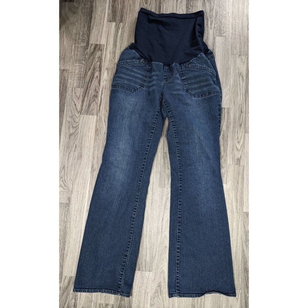(3/$35) Oh Baby By Motherhood Size M Full Panel‎ Flare Stretch Denim Blue Jeans